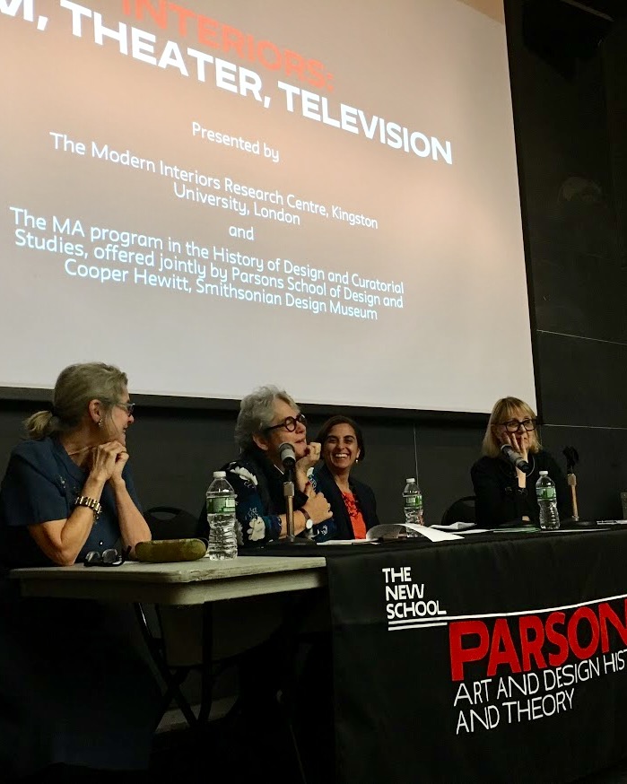 Marilyn Cohen, Alice T. Friedman, Sarah A. Lichtman, and Pat Kirkham in discussion with audience members at Interiors: Film, Theater, Television.