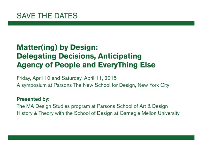 Save the date: Matter(ing) by Design