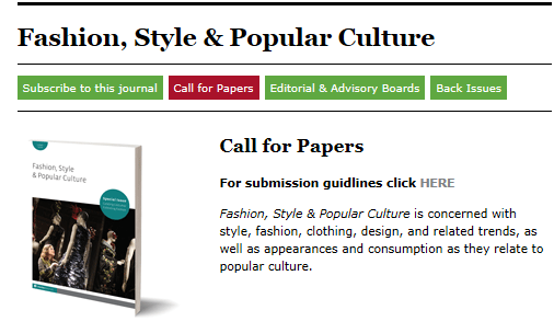 Submissions Open for “Fashion, Style, & Popular Culture”