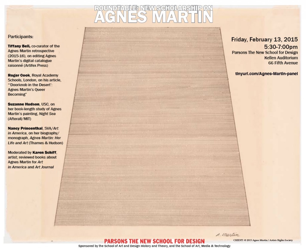 ADHT and AMT Pair Up to Host Agnes Martin Roundtable on Friday 2/13