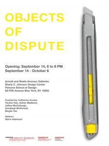 OBJECTS OF DISPUTE opening Thursday, September 14 2017