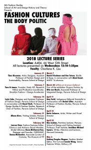 Announcing MAFS 2018 Lecture Series – Fashion Culture: The Body Politic